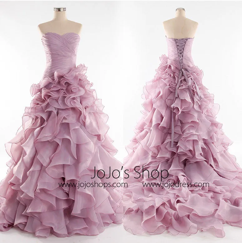 Strapless Organza Ruffles Evening Dress Prom Dress Homecoming Dress G8001