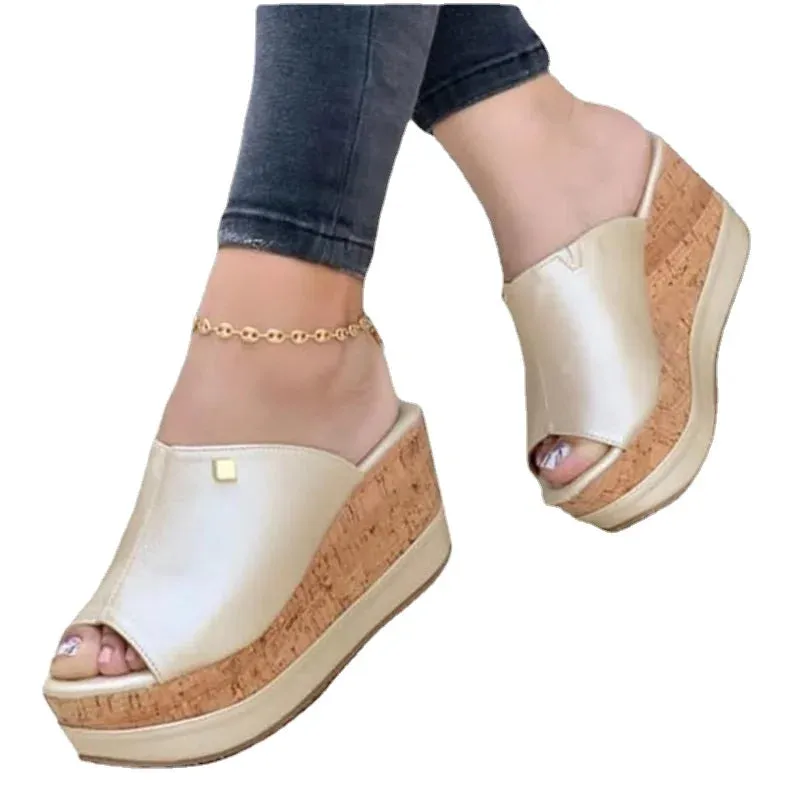 Retro Fish Mouth Summer Wedges,