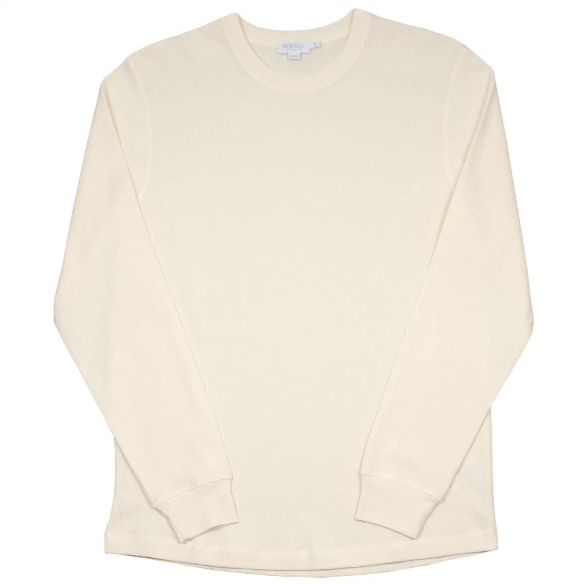 Sunspel Off-White Long Sleeve Crew Neck Waffle T-shirt