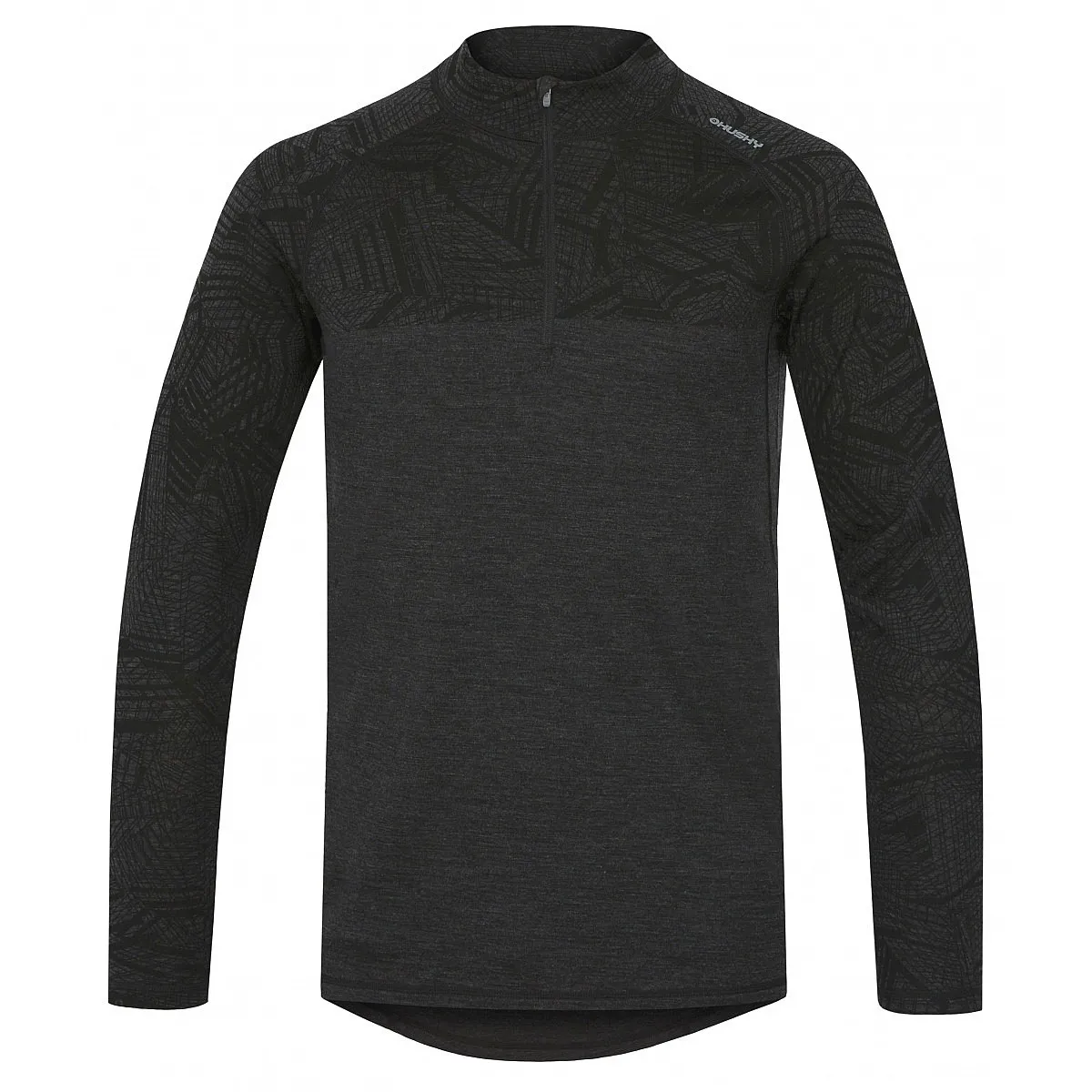 T-Shirt Husky Merino 100 Zip LS - Black - men´s