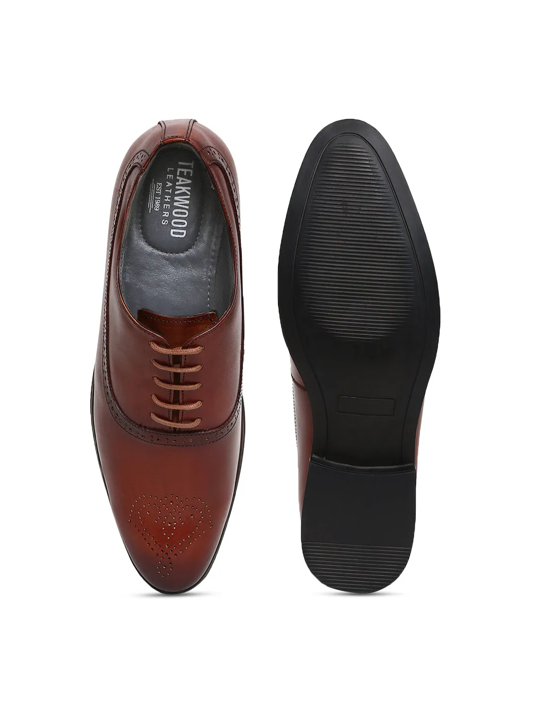 Teakwood Genuine Leather Brown Shoes