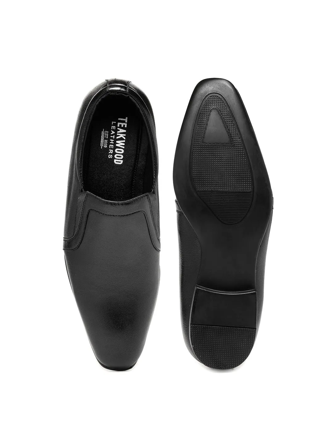 Teakwood Leather Men's Black Slip-Ons Shoes