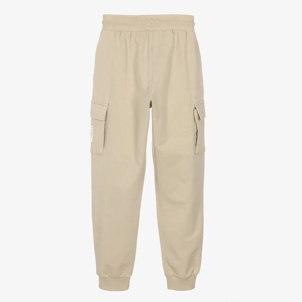 Teen Boys Beige Cotton Cargo Joggers  