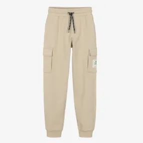 Teen Boys Beige Cotton Cargo Joggers  