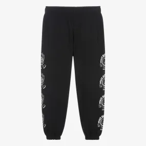 Teen Boys Black Cotton Peace Out Joggers