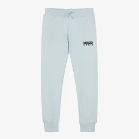 Teen Boys Pale Blue Cotton Logo Joggers