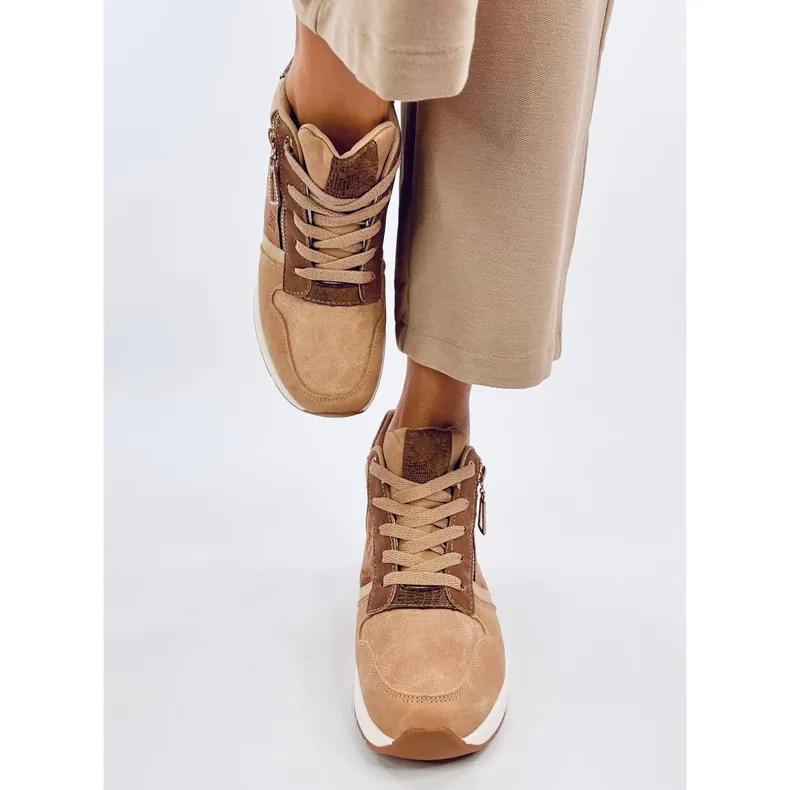 Telts Khaki wedge sneakers brown