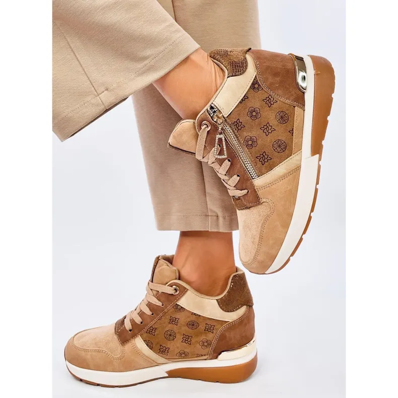 Telts Khaki wedge sneakers brown