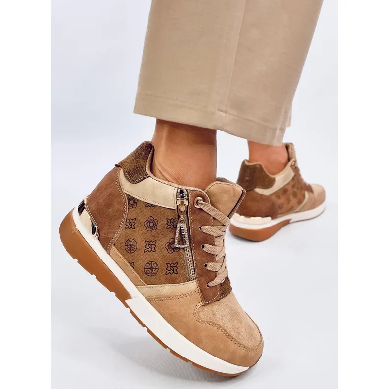 Telts Khaki wedge sneakers brown