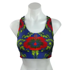 Terez Multicolor Floral Print Racerback Activewear Fitness Gym Sports Bra Size S