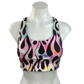 Terez Multicolor Torchd Hi-Shine Racerback Activewear Fitness Sports Bra Size S