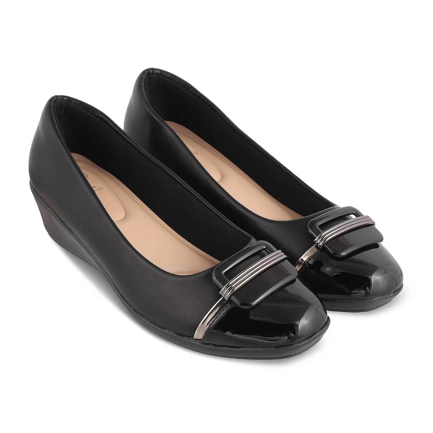 The Mian Black Women's Dress Ballerina Wedges Tresmode