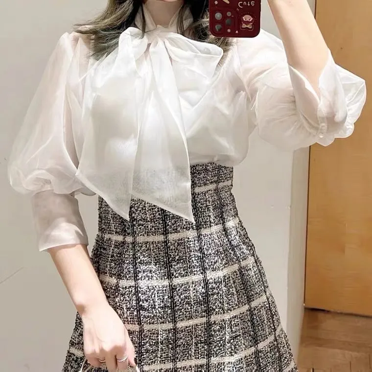 Long sleeve chiffon shirt blouse for Tokyo girls