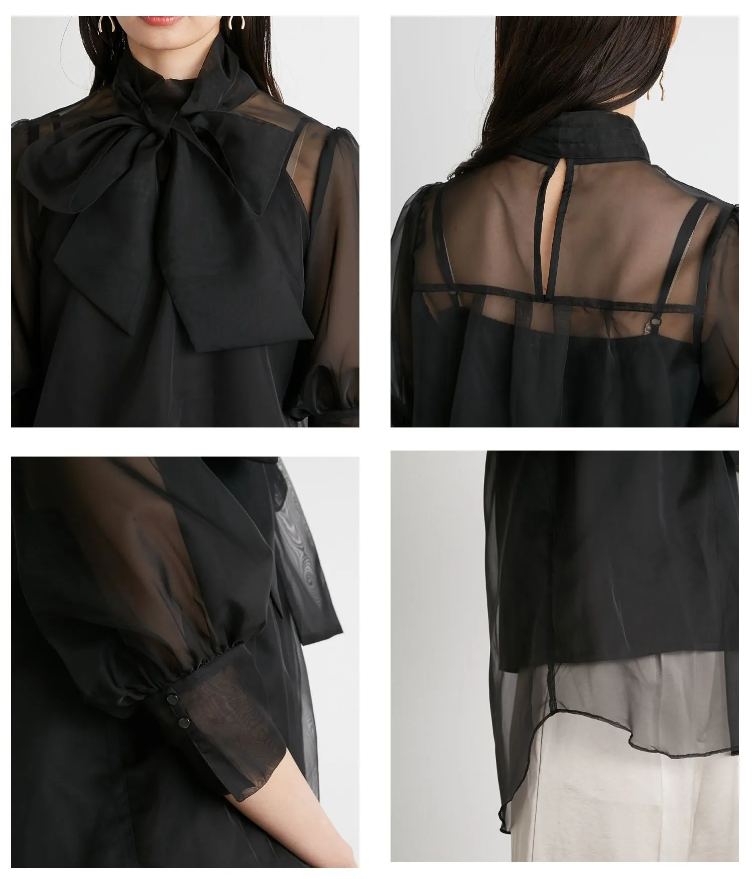 Long sleeve chiffon shirt blouse for Tokyo girls