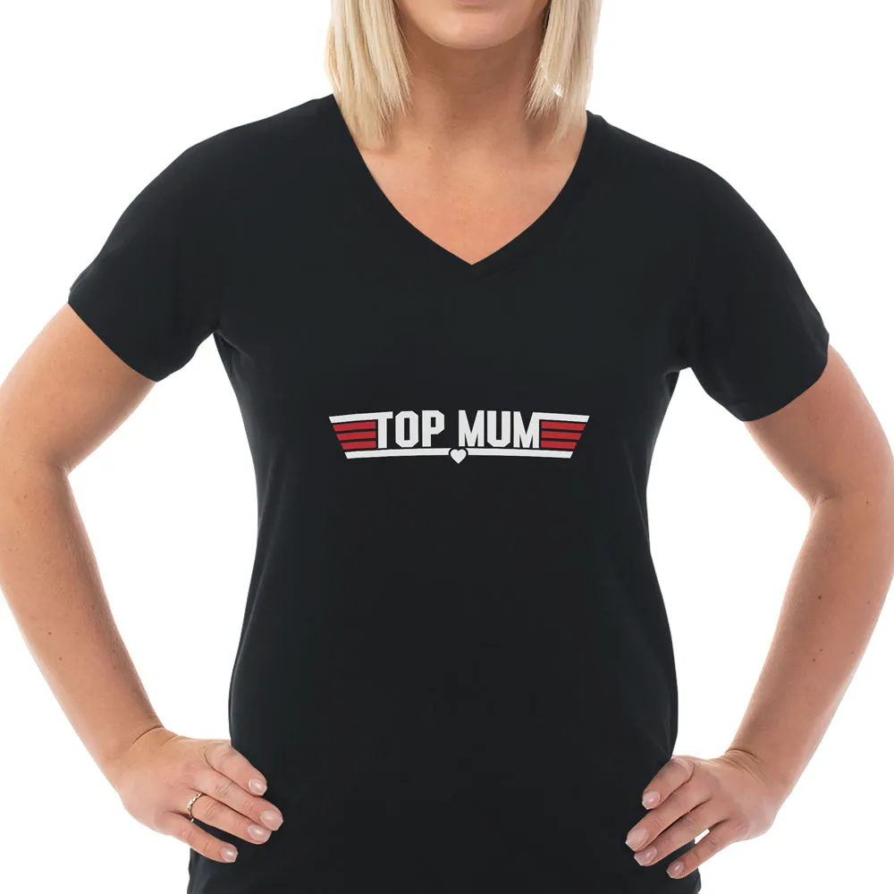 Cotton V-Neck T-Shirt for Women by Top Mum