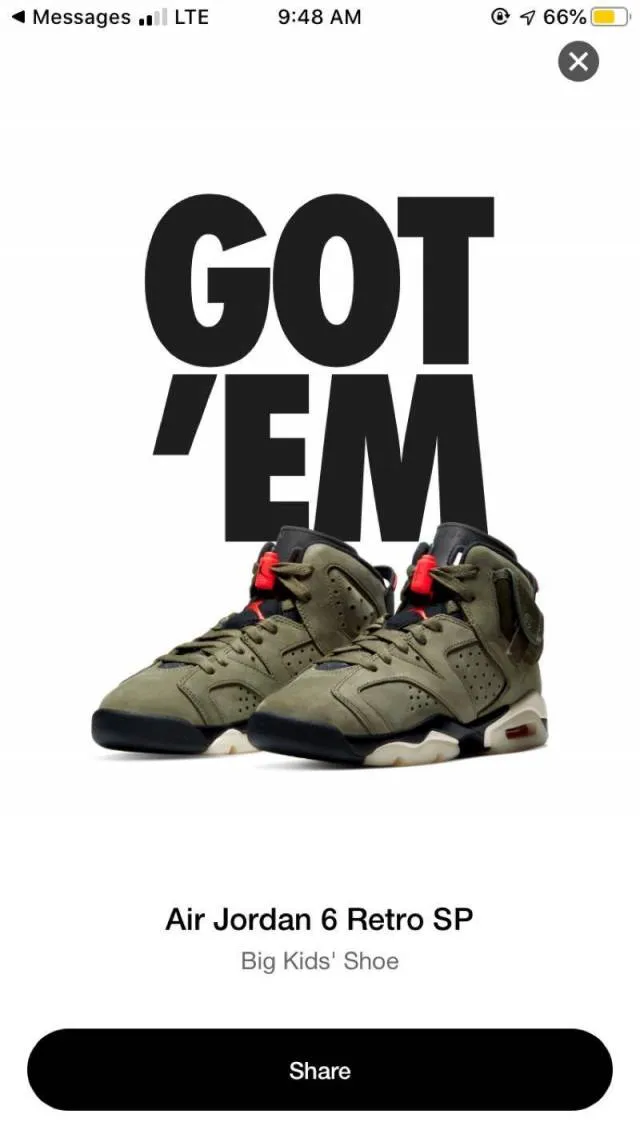 Travis scott x air jordan 6 big kid