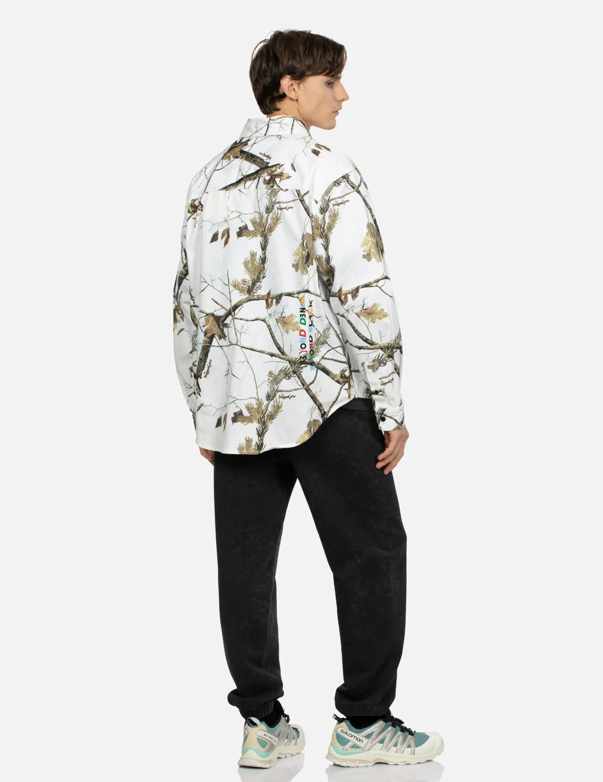 Tree Camouflage Print Oversized Shirt