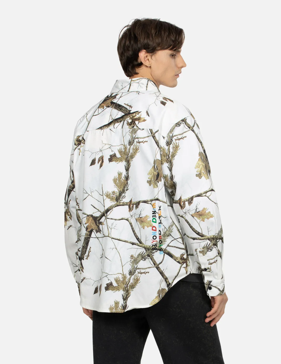 Tree Camouflage Print Oversized Shirt