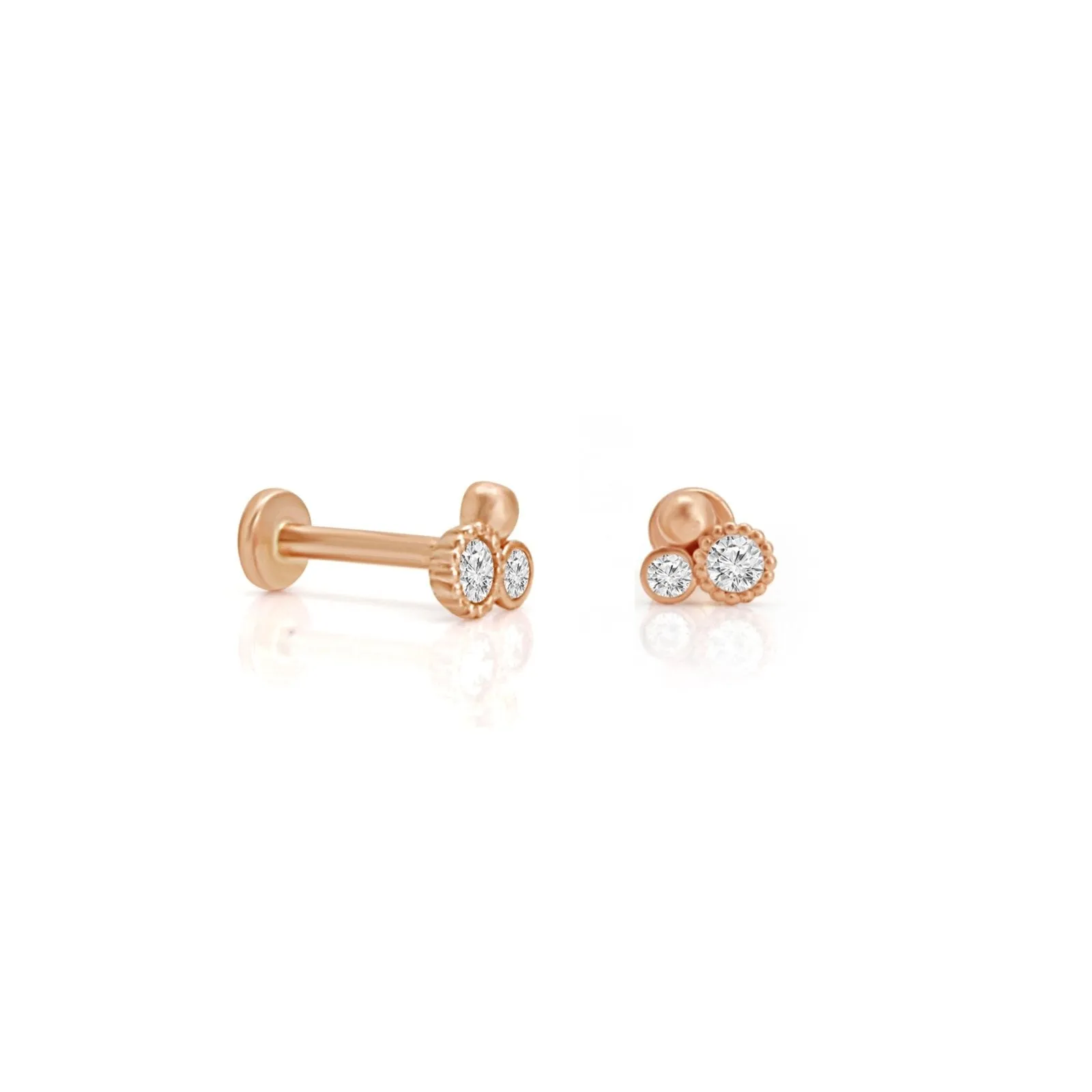 Diamond Cluster Flat Back Stud with Triple Design