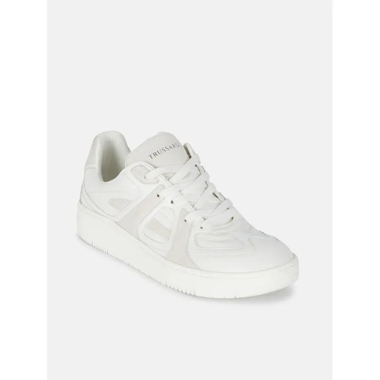 Women's Lace-up Sneakers - White and Beige