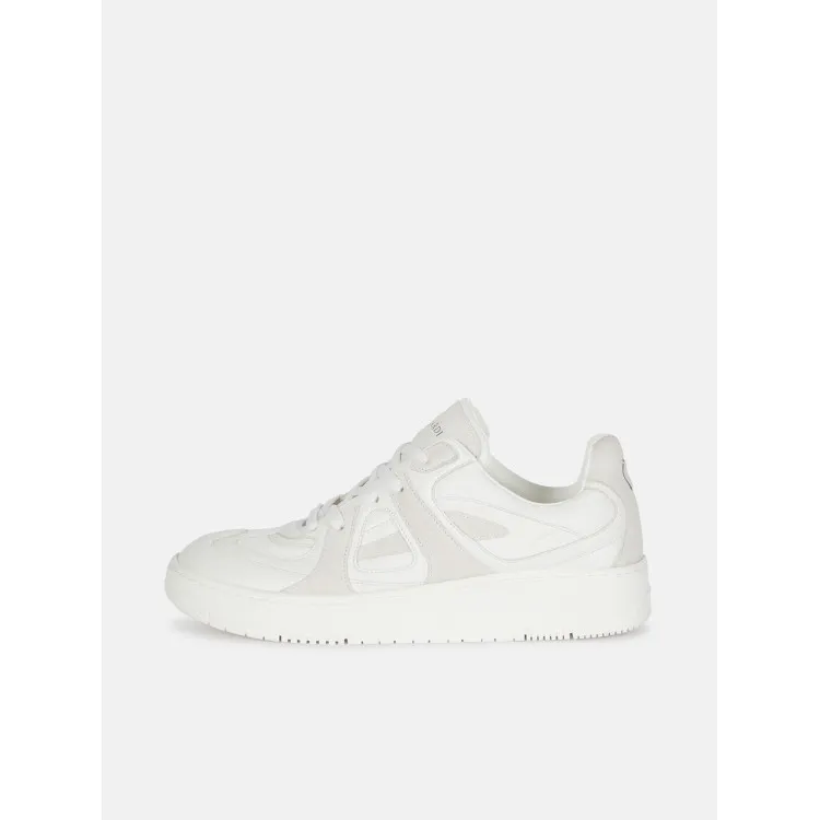 Women's Lace-up Sneakers - White and Beige