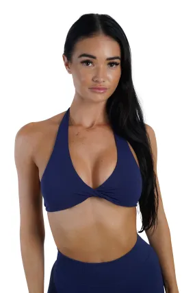 Twist Halter Bra - Navy