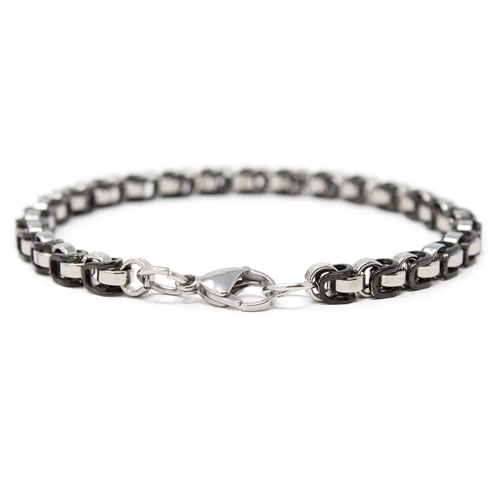 Two Tone Stainless Steel Bike Chain Bracelet