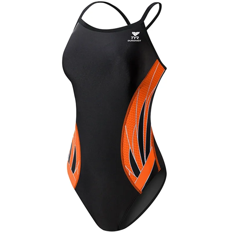 TYR - Phoenix Splice Diamondfit Ladies Swimsuit - Black/Orange