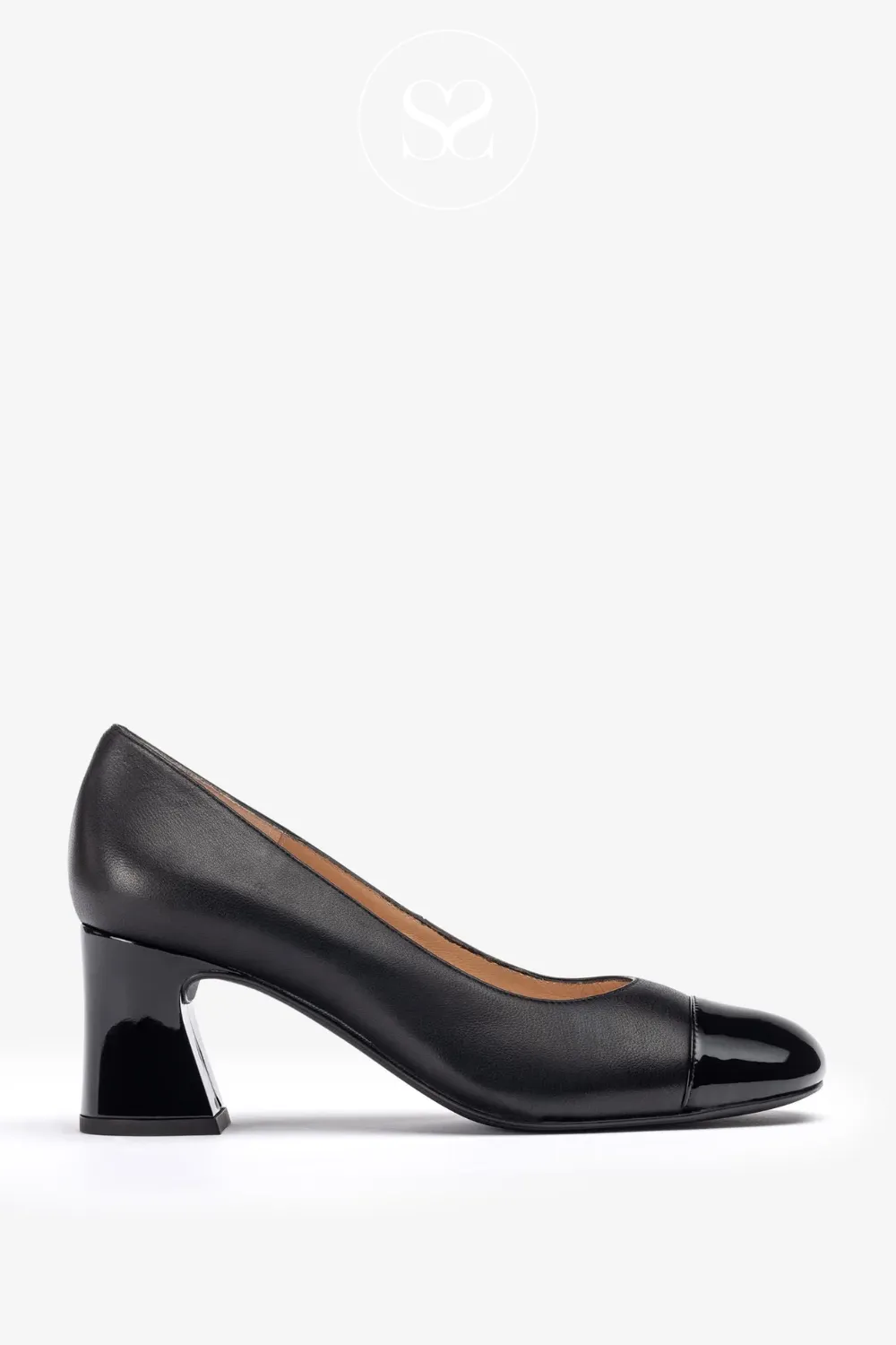 UNISA MODRIC BLACK LEATHER BLOCK HEEL COURT SHOES