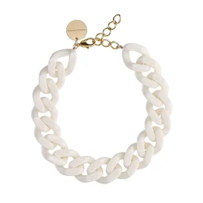 Big Flat Chain Off White Necklace