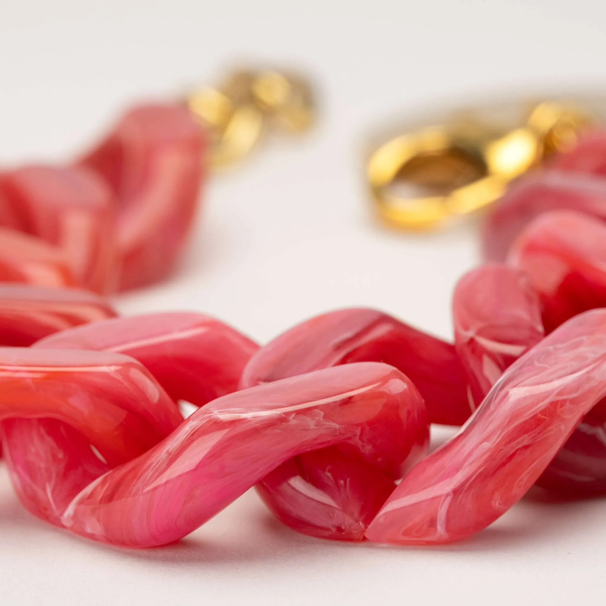 Flat Chain Fuchsia Marble Bracelet