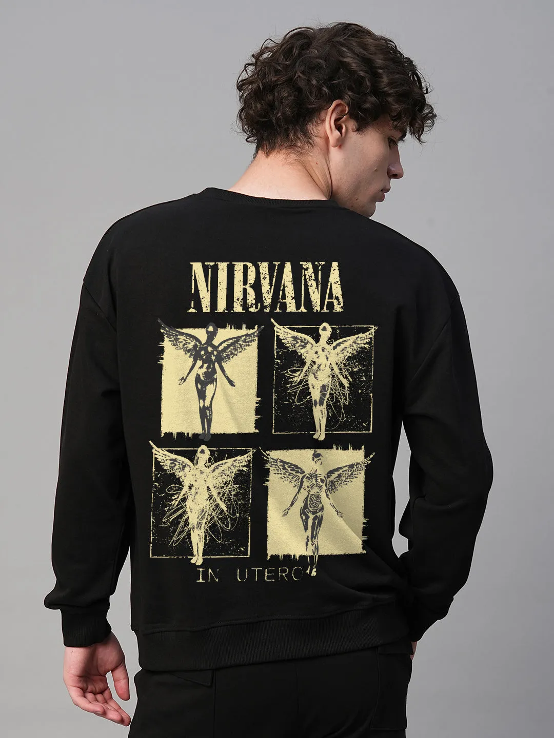 Vintage Nirvana Men Drop Shoulder Premium Terry Sweatshirt