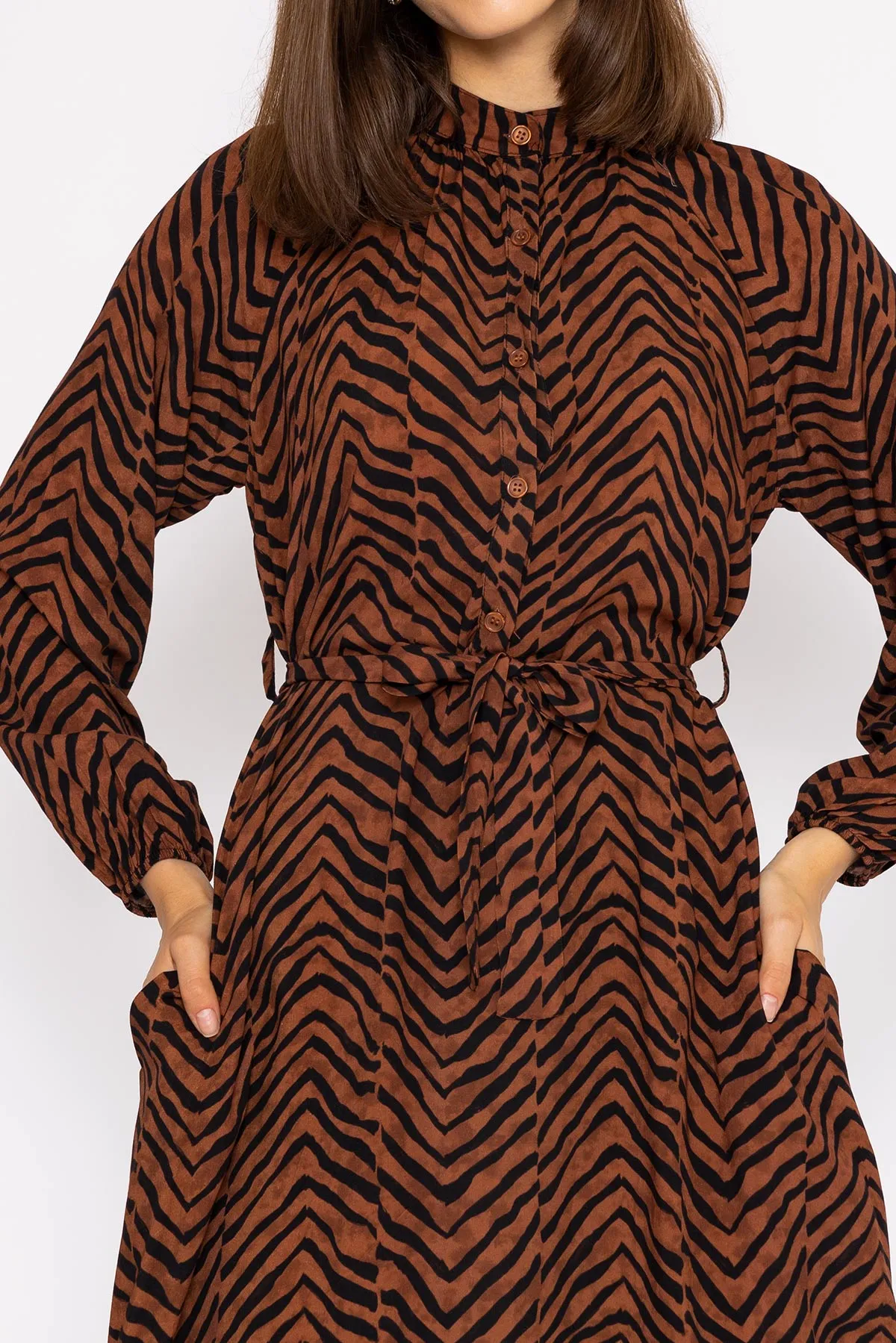 Viscose Dress in Brown Animal Print