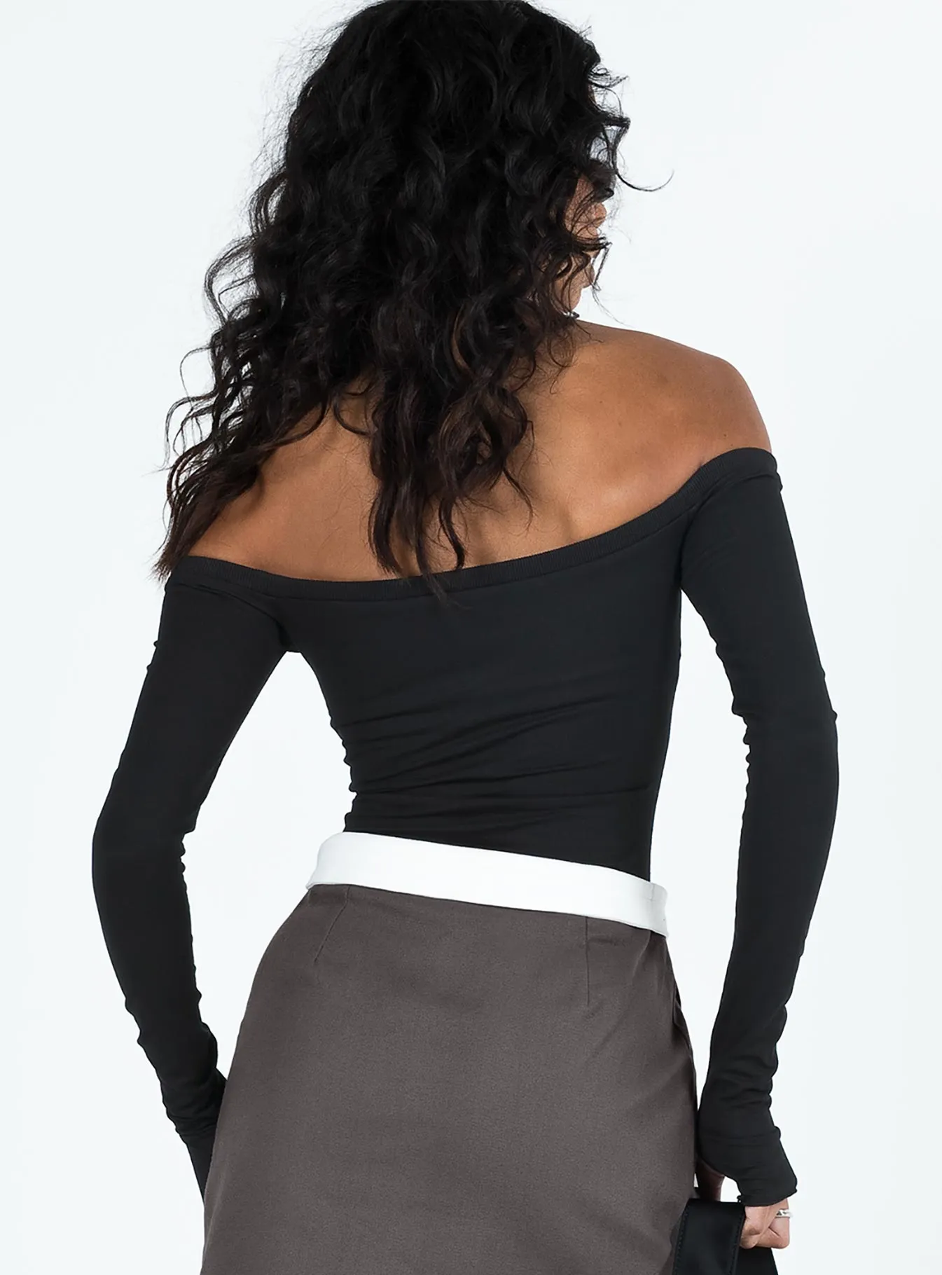 Black Weaver Off Shoulder Bodysuit