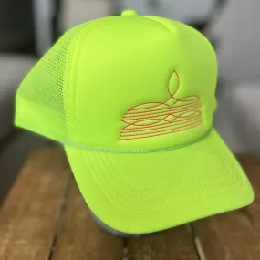 Neon Yellow and Pink Western Trucker Hat