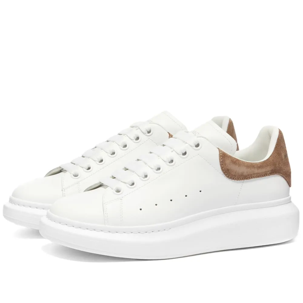 White and Mole Suede Heel Tab Wedge Sole Sneaker by Alexander McQueen