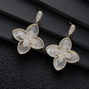 White Earrings Fritillaria Double Layer Flowers Women Trendy Stylish Choice