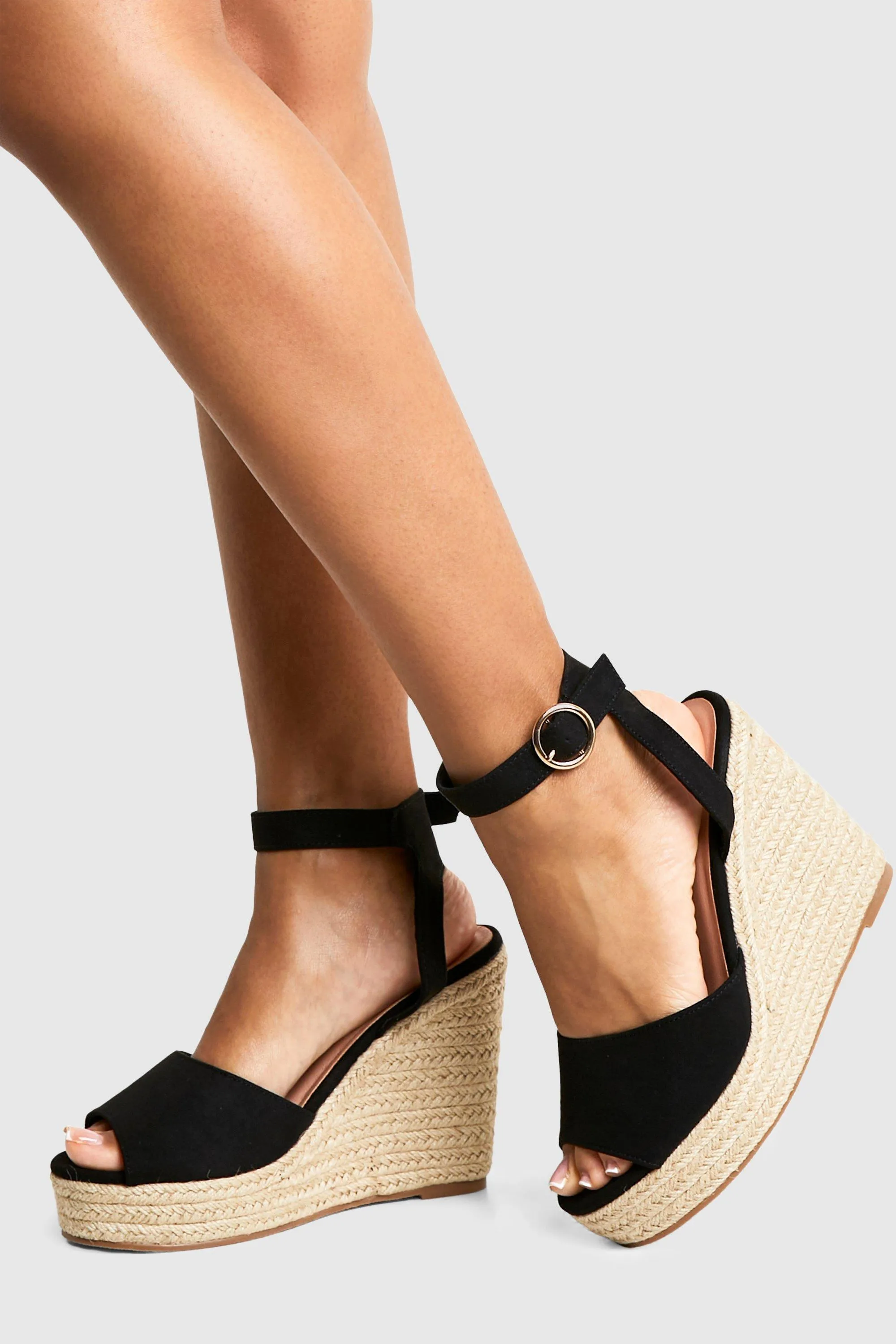 Wide Width Peep Toe Espadrille Wedges