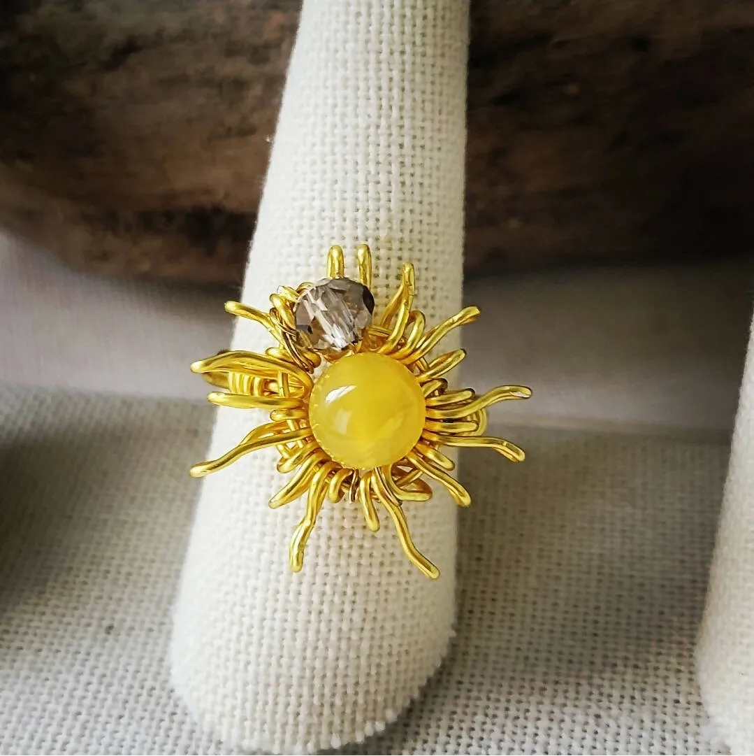 Wire Wrapped Ring Citrine Sun Island Girl Art