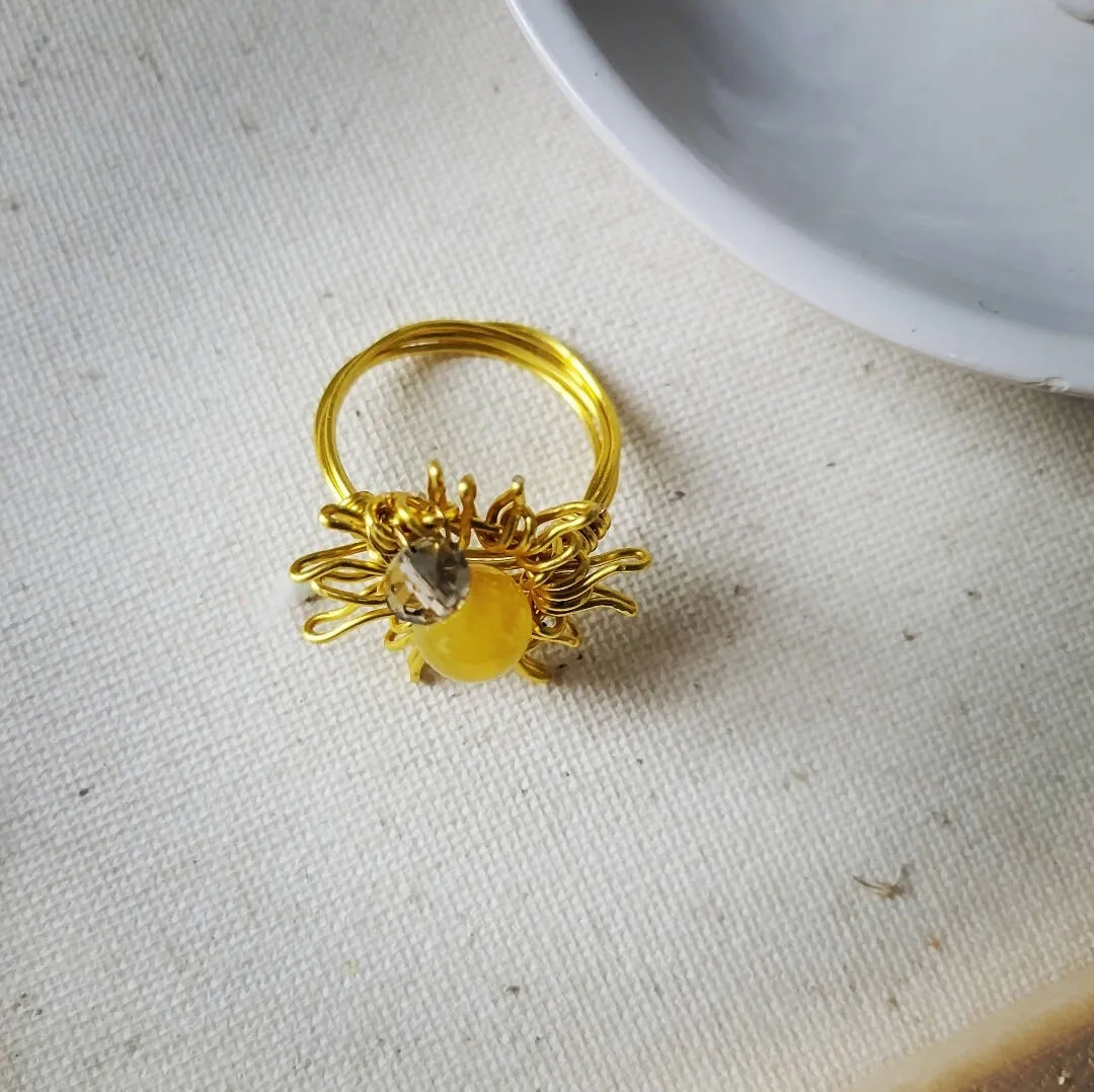 Wire Wrapped Ring Citrine Sun Island Girl Art