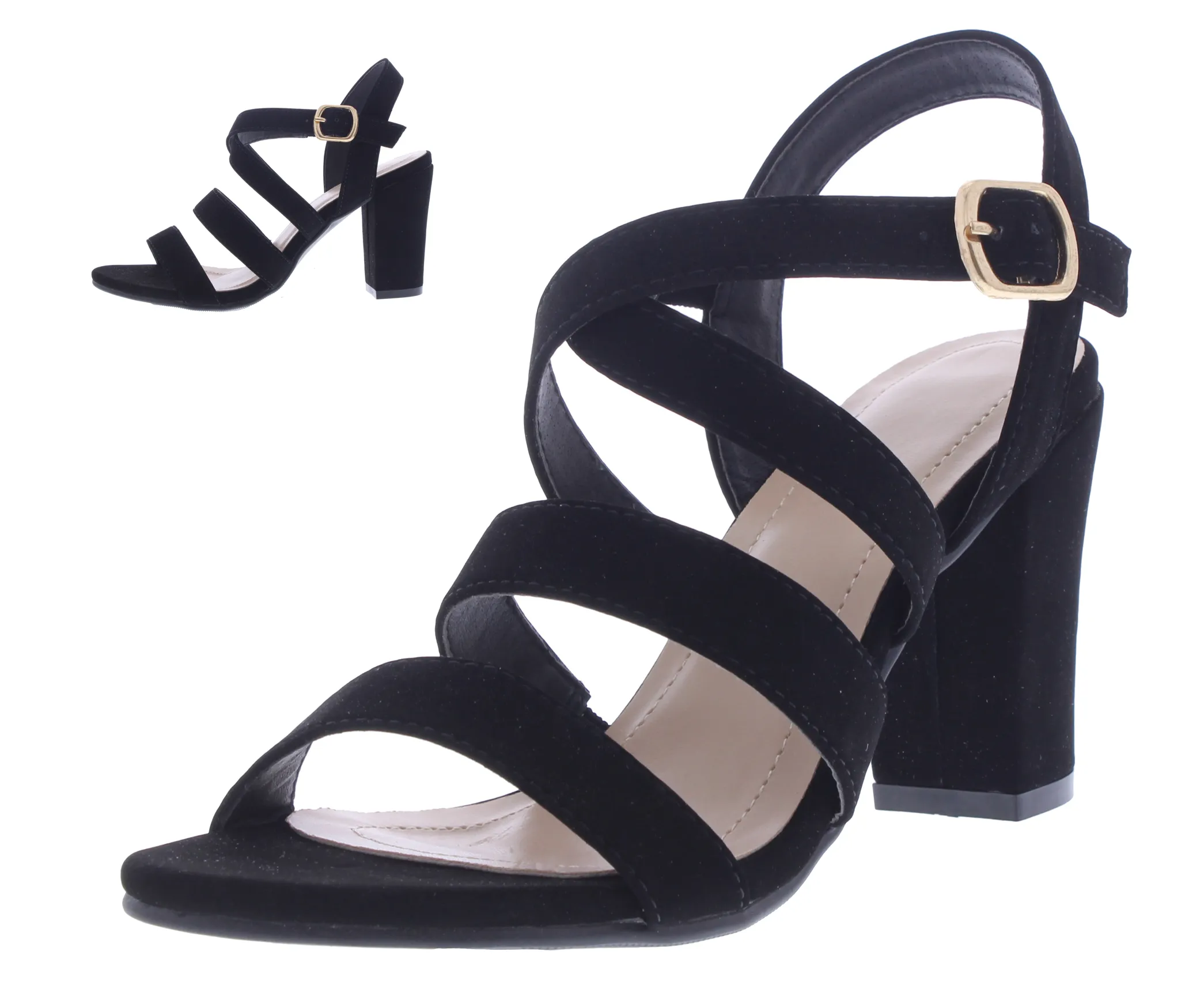 Women Strappy High Heel Sandal with Buckle Closure