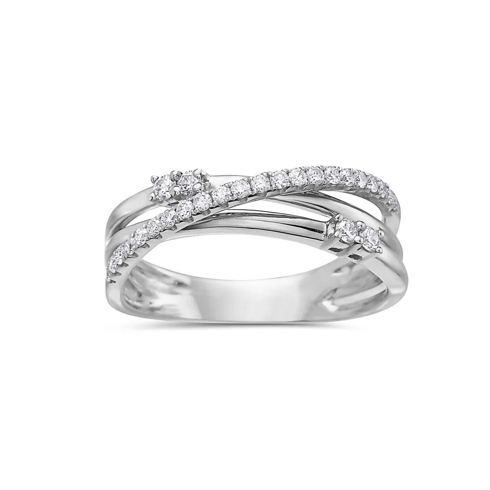 Women's 18k White Gold Ring with 0.35 CT Diamond for Right Hand