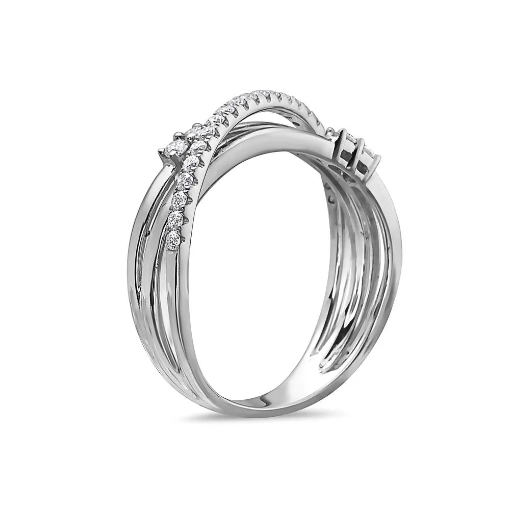 Women's 18k White Gold Ring with 0.35 CT Diamond for Right Hand