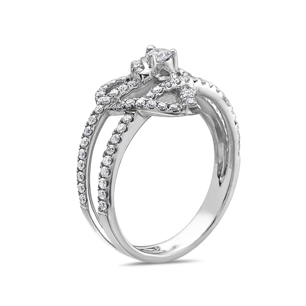 Women's 18k White Gold Ring with 0.56 CT for Right Hand