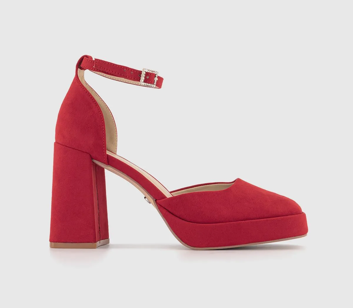 Womens Red Embellished Buckle Platforms for Office - Heyday Two Part