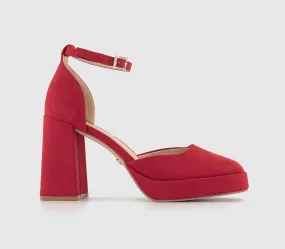 Womens Red Embellished Buckle Platforms for Office - Heyday Two Part