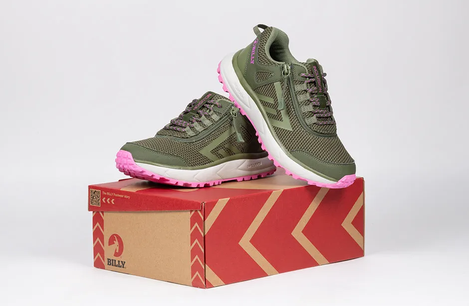 Women's Olive/Pink BILLY Inclusion Trail Sneakers