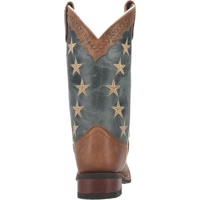 Womens Tan Denim Boots with Studs and Stars - Style 5897