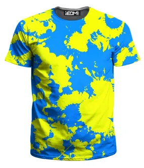 Yellow and Blue Paint Splatter Men's T-Shirt