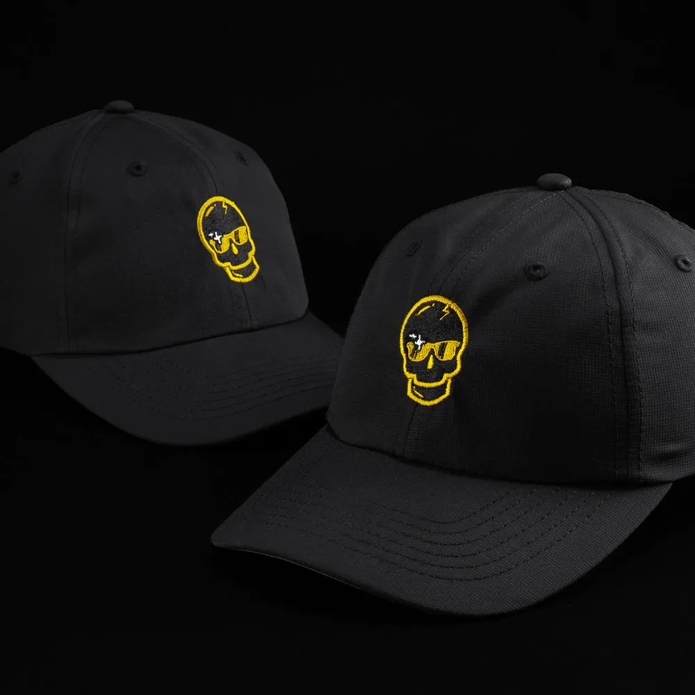 Yellow Sparkle Skull Black Hat